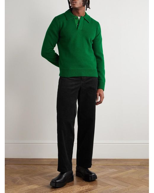 Sacai Black Straight-Leg Belted Cotton-Blend Corduroy Trousers for men