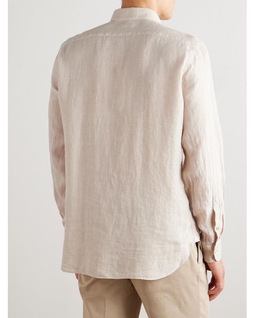 Boglioli Hemd aus Leinen mit Button-Down-Kragen in Natural für Herren