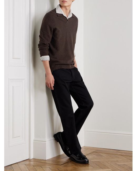 NN07 Brown Paul 60019 Ribbed Organic Cotton Polo Shirt for men
