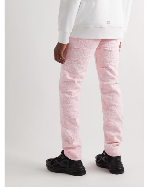 Givenchy Pink Slim-Fit Distressed Jeans for men