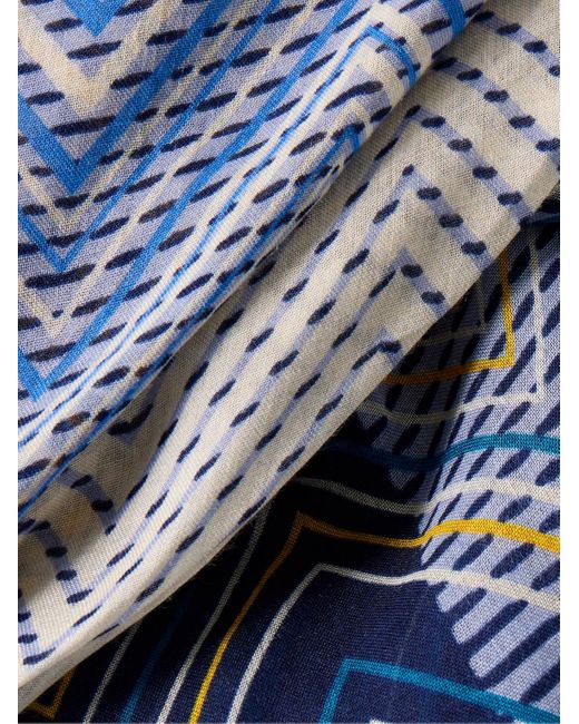 Missoni Blue Striped Modal And Silk-blend Voile Scarf for men