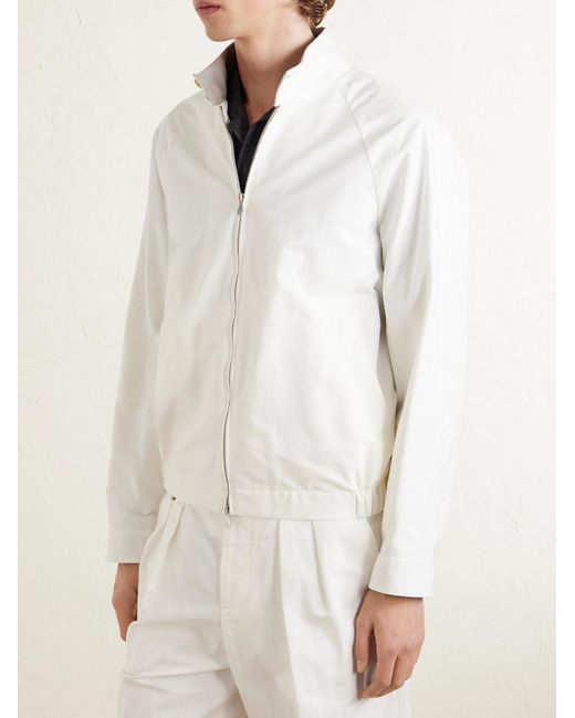 Brunello Cucinelli White Cotton-blend Harrington Jacket for men