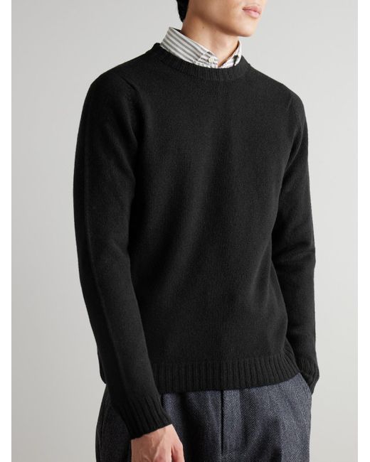 Norfolk Recycled-Cashmere And Merino Wool-Blend Sweater di John Smedley in Black da Uomo