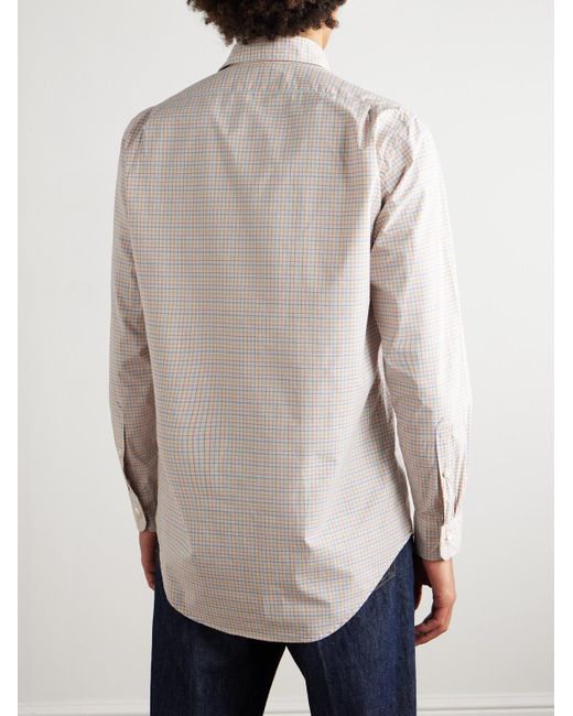 Checked Cotton-Tattersall Shirt di Sid Mashburn in White da Uomo