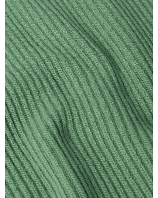 Jil Sander Green Ribbed Wool Zip-up Cardigan for men