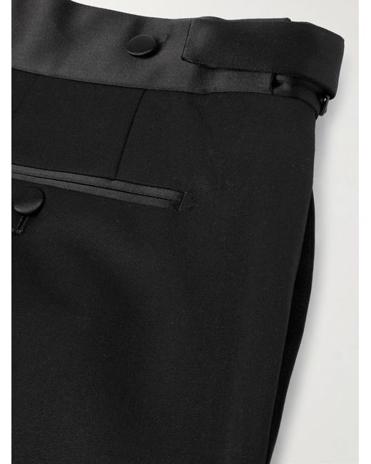 Tom Ford Black Straight-Leg Belted Satin-Trimmed Wool And Mohair-Blend Tuxedo Trousers for men