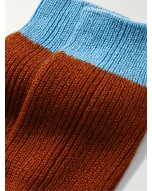 Guest In Residence Red Two-tone Ribbed Cashmere Socks for men