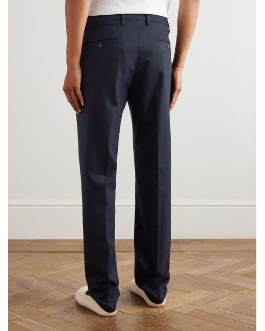 Eleventy Blue Straight-Leg Stretch Wool And Cashmere-Blend Trousers for men