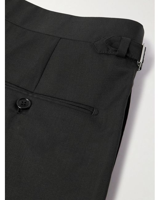 Dunhill Black Prince Of Wales Check Straight-leg Wool Trousers for men