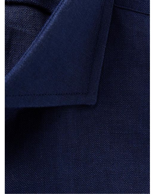 Camicia in lino con collo alla francese Bridford di Favourbrook in Blue da Uomo