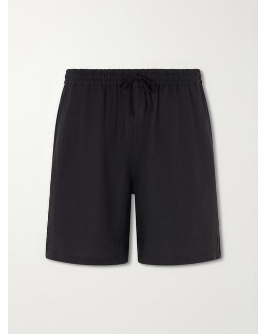 Aimé Leon Dore Blue Straight-Leg Linen Drawstring Shorts for men