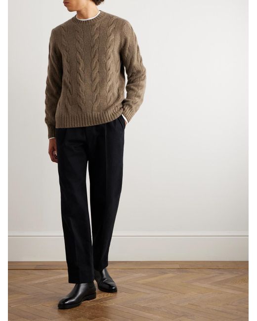 Loro Piana Natural Napier Cable-Knit Baby Cashmere Sweater for men