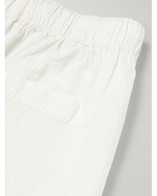 Frescobol Carioca Luan gerade geschnittene Hose aus Seersucker aus einer Baumwollmischung in White für Herren