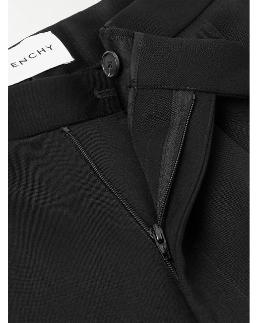 Givenchy Black Straight-Leg Pleated Grain De Poudre Wool Trousers for men