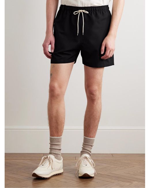 Auralee Black Straight-Leg Wool-Faille Drawstring Shorts for men