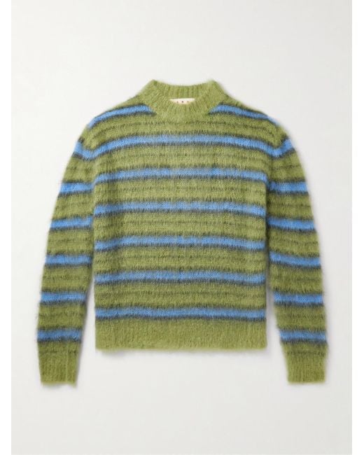 Marni Gestreifter Pullover aus einer Mohairmischung in Green für Herren