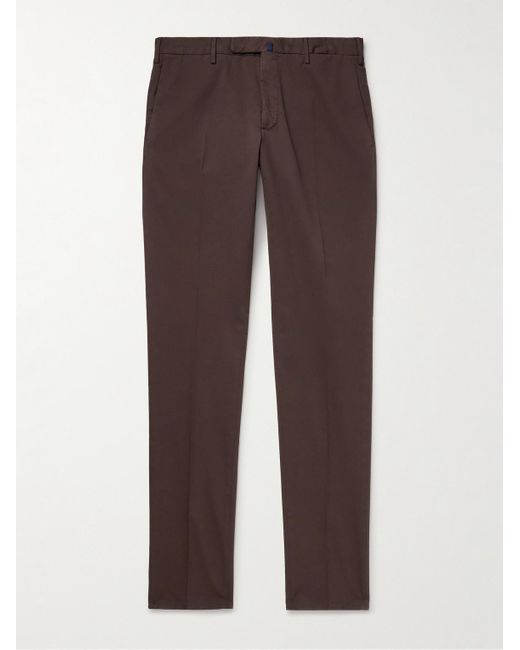 Incotex Venezia 1951 gerade geschnittene Hose aus Stretch-Baumwoll-Twill in Brown für Herren
