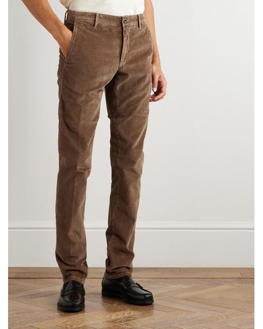 Slowear Brown Incotex Slim-fit Cotton-blend Corduroy Trousers for men
