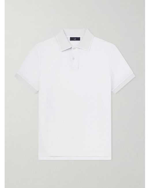 Dunhill White Cotton-Piqué Polo Shirt for men