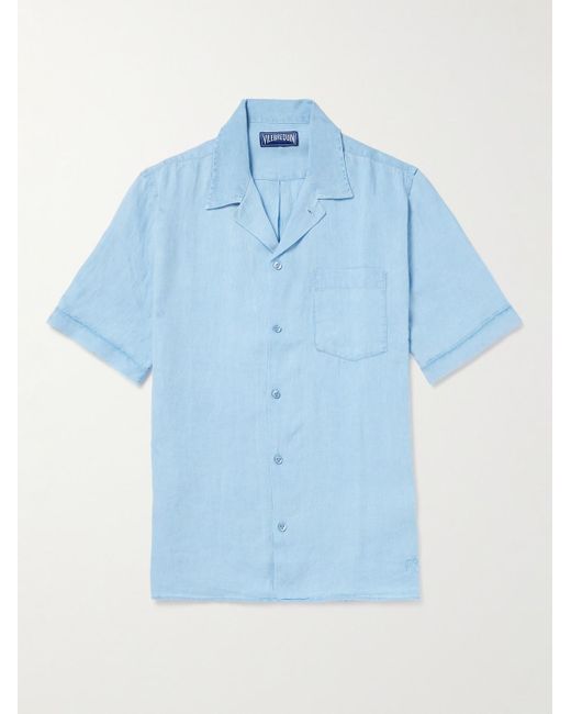 Vilebrequin Blue Charli Camp-collar Linen Shirt for men