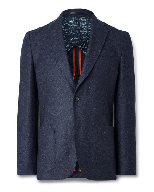 Paul Smith Blue Textured Wool And Silk-blend Suit Jacket for men