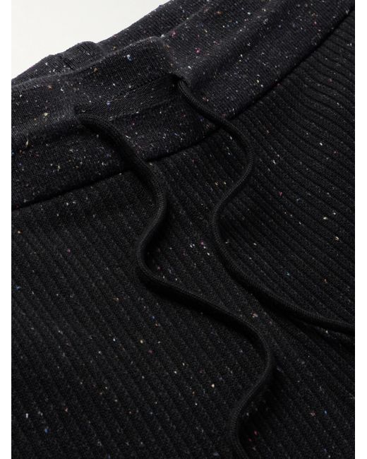 Thom Browne Black Logo-appliquéd Ribbed Cotton And Silk-blend Sweatpants for men
