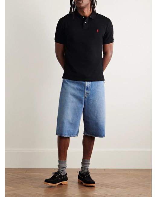 Polo Ralph Lauren Black Slim-Fit Cotton-Piqué Polo Shirt for men