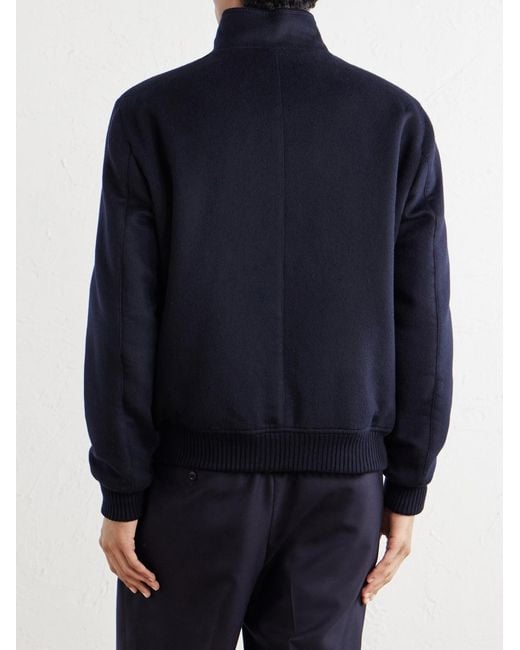 Thom Sweeney Blue Wool And Cashmere-Blend Flannel Bomber Jacket for men