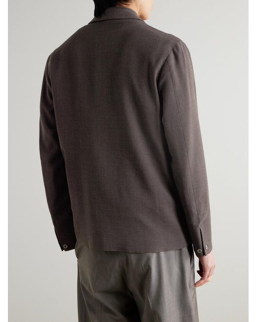 Sunspel Gray Textured Wool-Blend Harrington Jacket for men