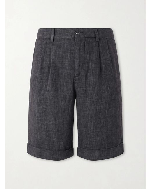 Barena Gray Scandola Simodo Straight-leg Pleated Linen-blend Gabardine Shorts for men