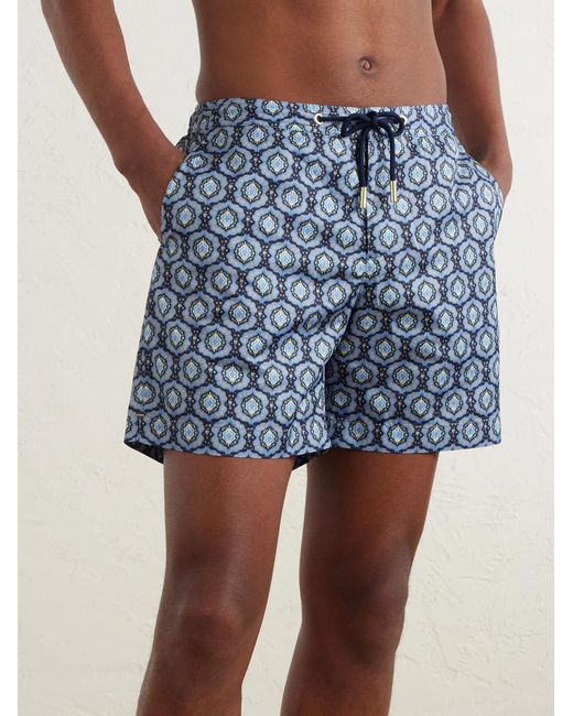 Orlebar Brown Blue Bulldog Passetto Straight-Leg Mid-Length Printed Swim Shorts for men
