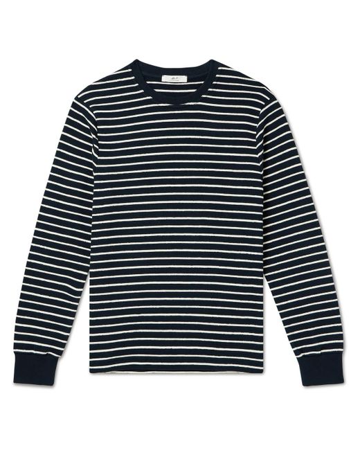 Mr P. Blue Striped Waffle-knit Cotton Sweater for men