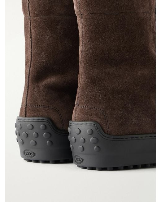 Tod's Brown Winter Gommino Suede Boots for men