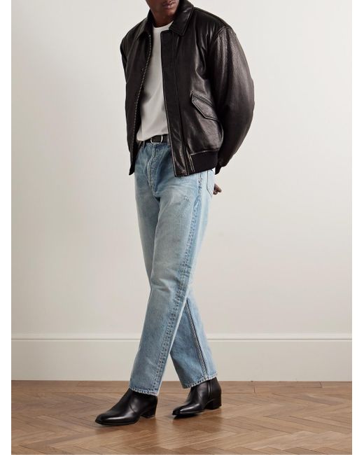 Saint Laurent Blue Straight-Leg Distressed Jeans for men