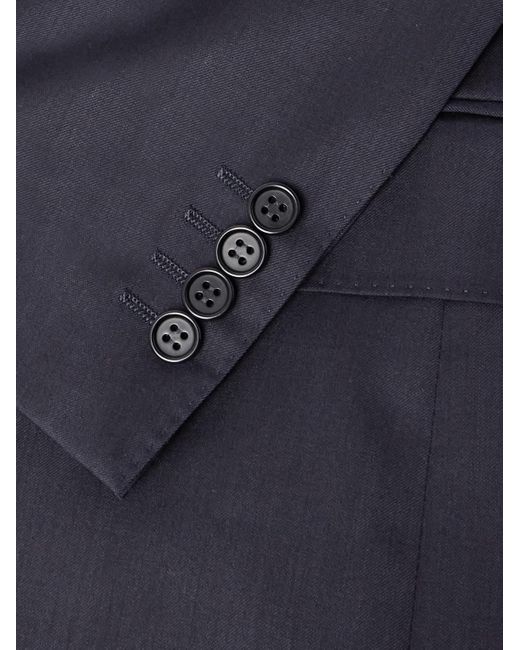 Canali Blue Double-Breasted Super 130S Wool Suit Jacket for men
