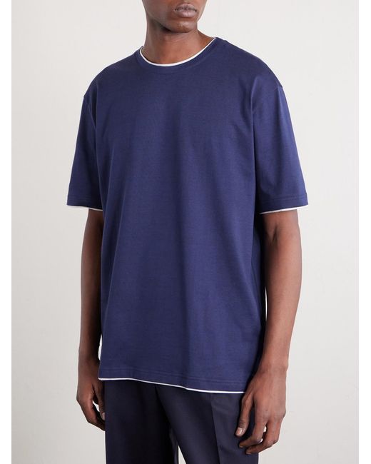 Eleventy Blue Giza Cotton-jersey T-shirt for men