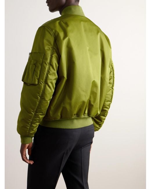 Gucci Green Logo-Appliquéd Padded Satin Bomber Jacket for men