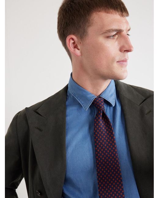 Drake's Purple 8cm Printed Silk-twill Tie for men