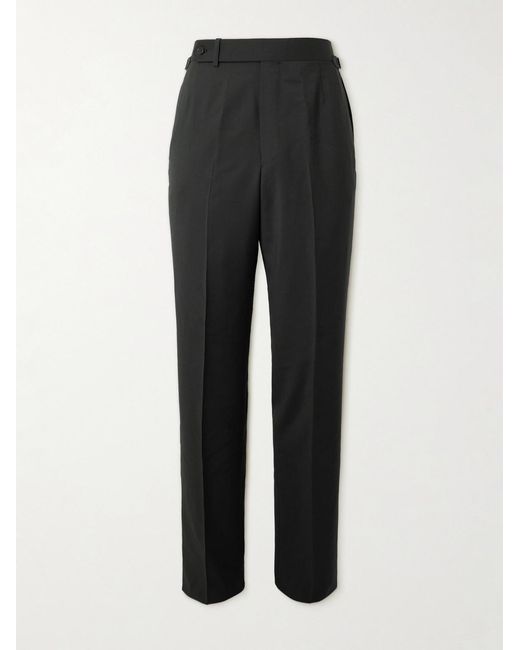 Dunhill Black Prince Of Wales Check Straight-leg Wool Trousers for men