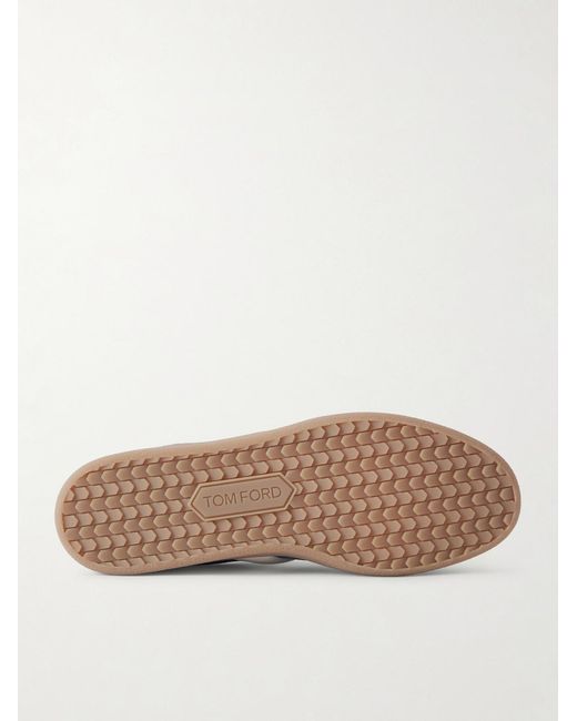 Tom Ford Blue Archer Leather-Trimmed Suede Sneakers for men