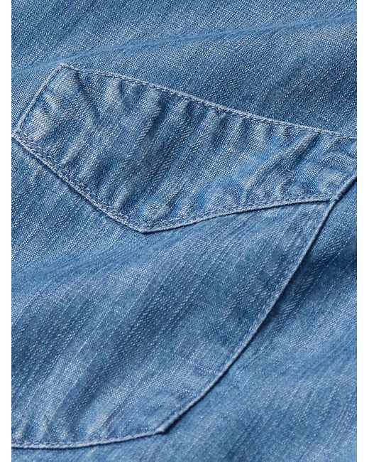Officine Generale Blue Slim-fit Lyocell-chambray Shirt for men