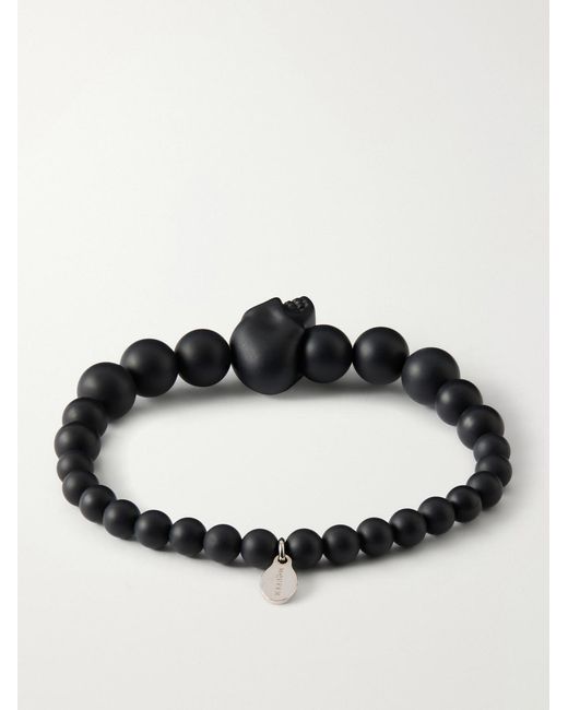 McQueen Black Skull Beaded Bracelet for men