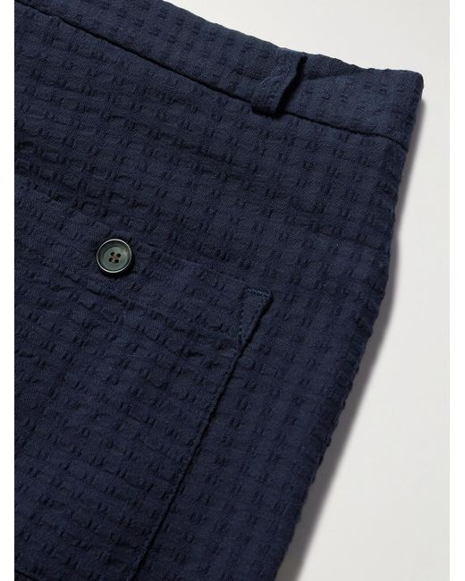 Oliver Spencer Blue Judo Tapered Organic Cotton-blend Jacquard Trousers for men