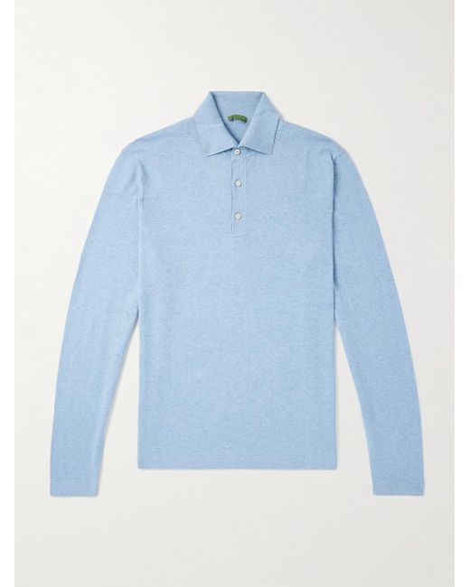 Sid Mashburn Blue Slim-Fit Cotton And Cashmere-Blend Polo Shirt for men