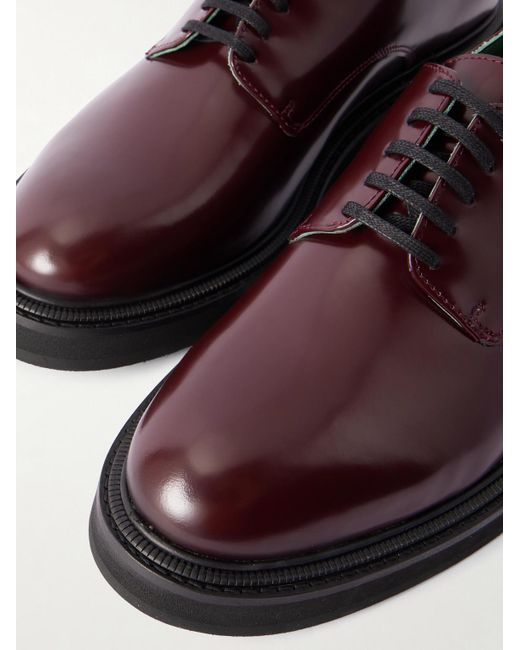 VINNY'S Brown Officer Polished-Leather Derby Shoes for men