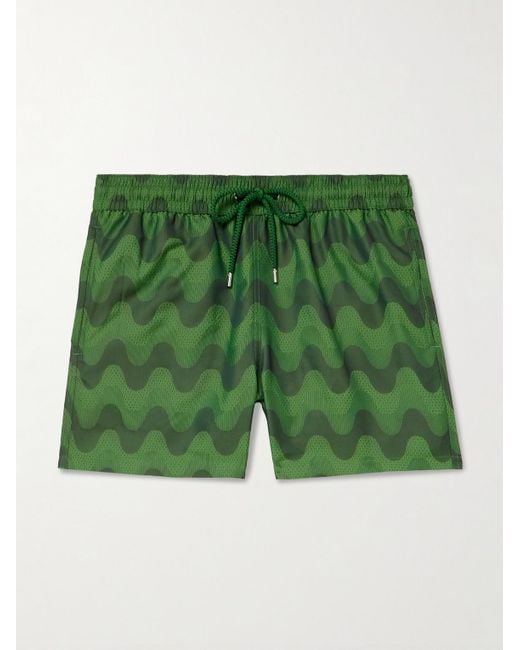 Frescobol Carioca Rio gerade geschnittene mittellange Badeshorts aus recyceltem Material mit Print in Green für Herren