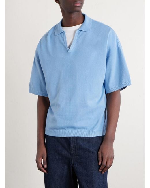 Blue Blue Japan Blue Knitted Polo Shirt for men