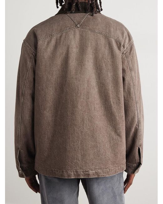 Bottega Veneta Brown Logo-Appliquéd Suede-Trimmed Denim Jacket for men