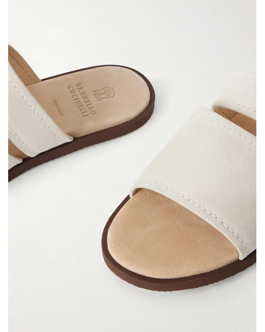 Brunello Cucinelli White Suede Sandals for men