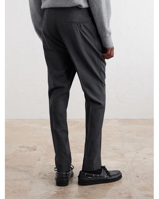 Officine Generale Gray Drew Tapered Pleated Wool Trousers for men